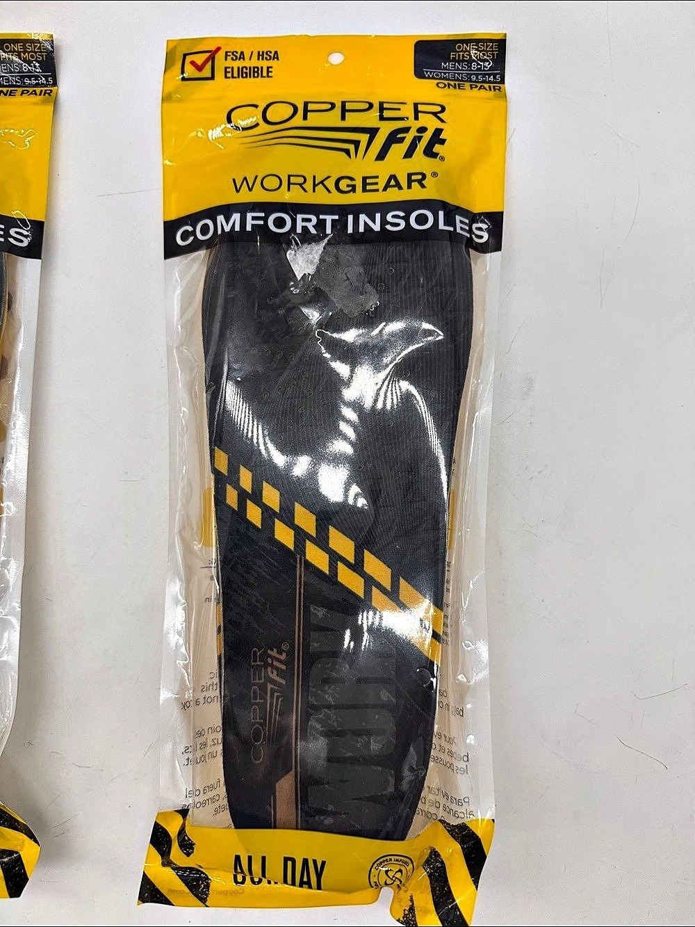 Copper Fit WorkGear Comfort Insoles Black & Yellow NWT